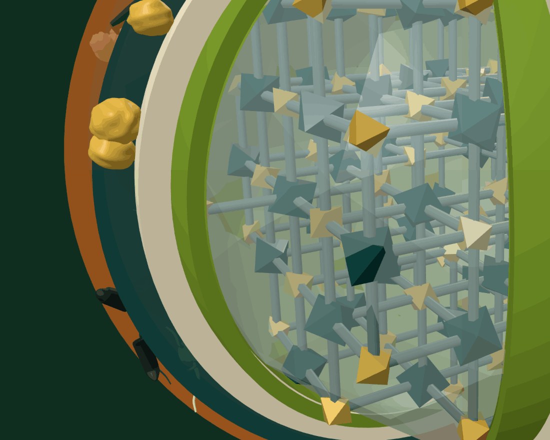 Macro render of the DuraTerra BioM granule's crystalline mineral core